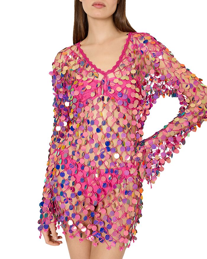 

Вышитое кружевное платье-парео Swim Cover-Up MILLY, розовый