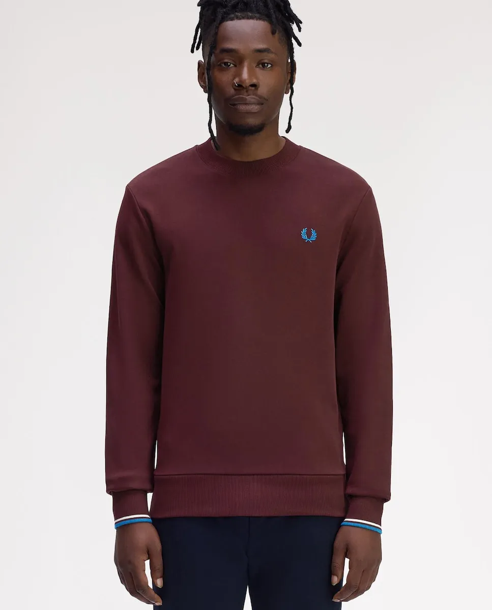 

Мужская толстовка с круглым вырезом и отделкой в виде двух полос Fred Perry, бордовый