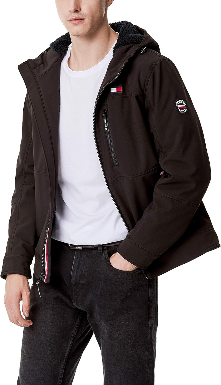 Мужская спортивная куртка Tommy Hilfiger Soft Shell с подкладкой из шерпы, Black Tech — фото 3