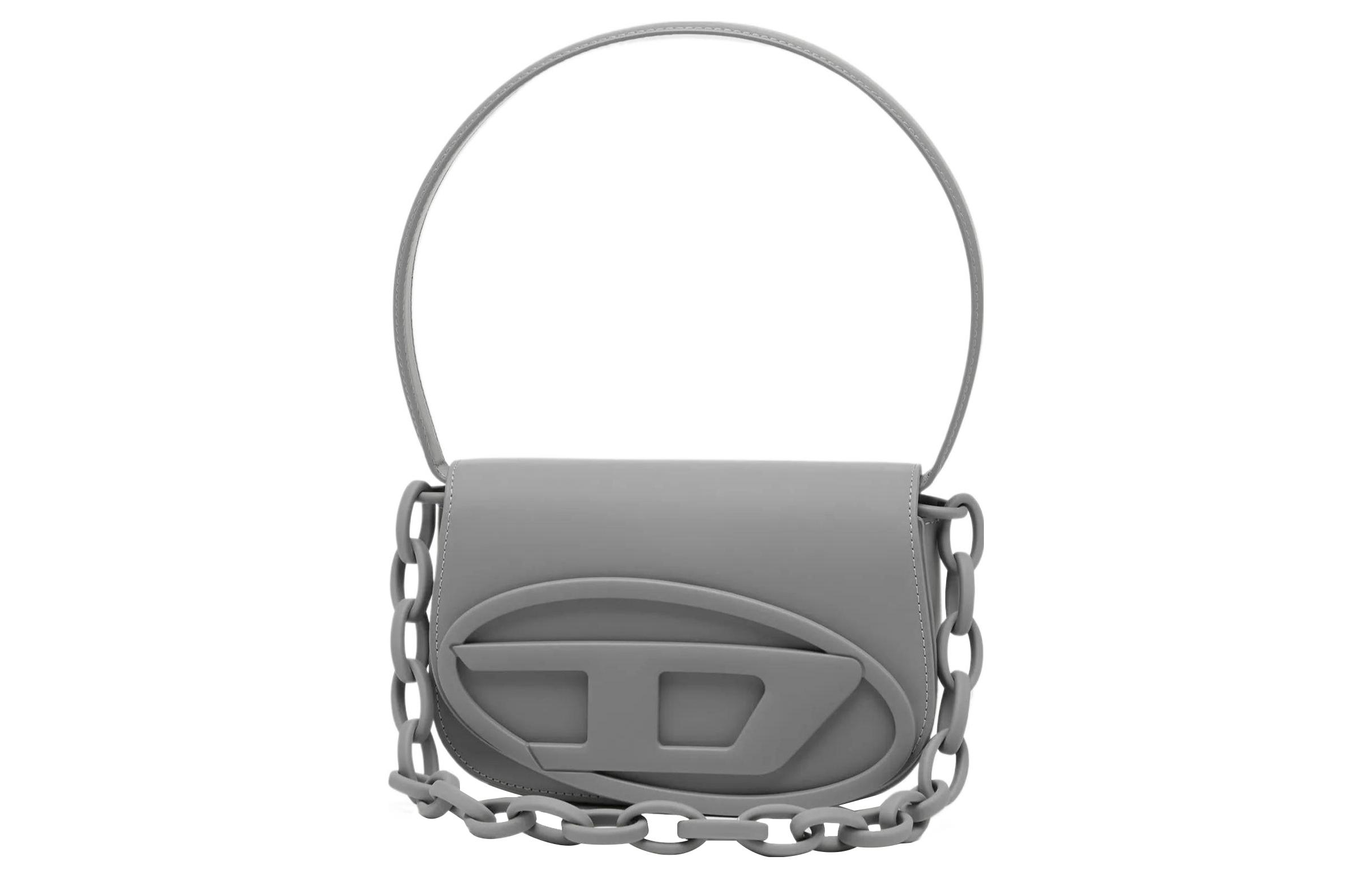 

DIESEL Кожаная портативная сумка через плечо женская морозно-серая