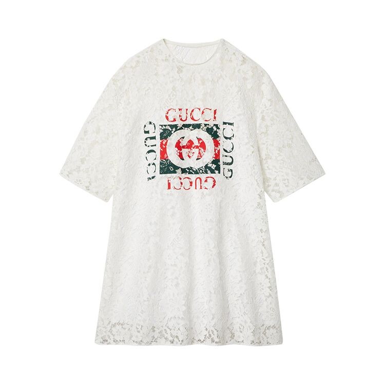 

Топ Gucci Printed Floral Lace Top Off White, белый