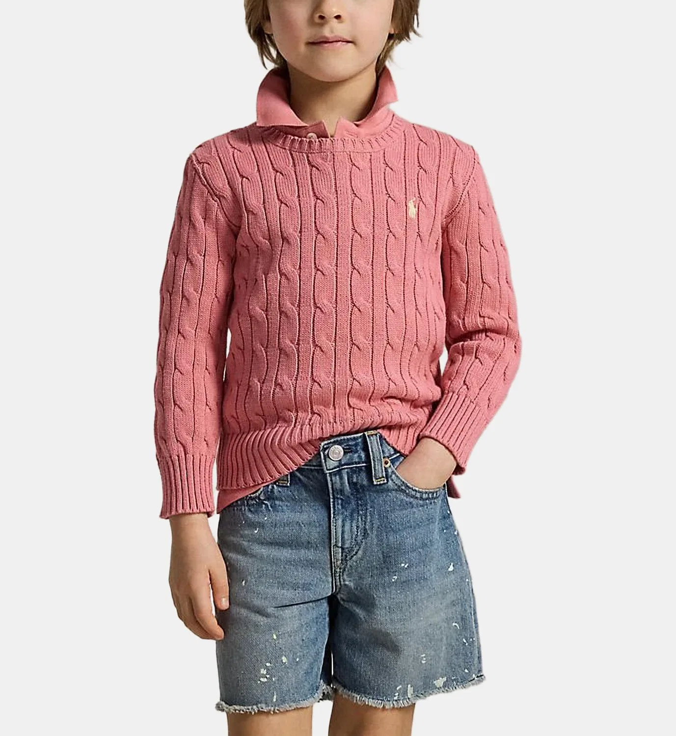 Прямой свитер из крученого хлопка Polo Ralph Lauren, розовый — фото 4