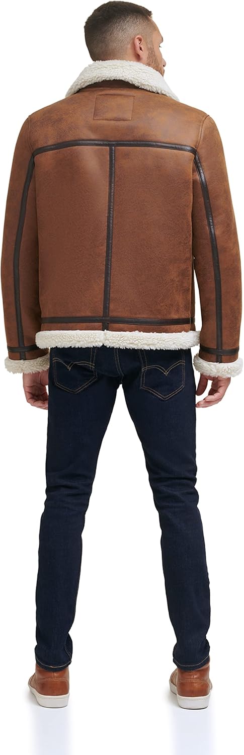 Мужская куртка-авиатор Levi's из искусственной овчины Rancher, Brown — фото 2