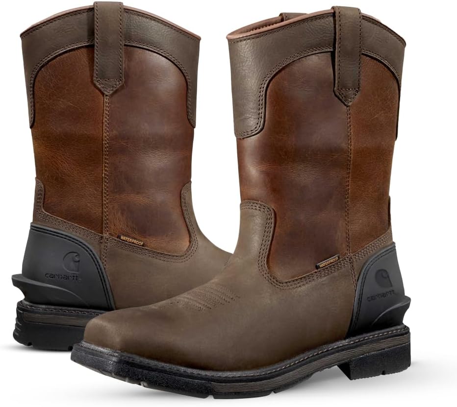 

Carhartt мужские промышленные ботинки Montana Steel Square Toe Wellington 11" Waterproof Pull-on, Dark Brown/Red Brown - 11.5 M