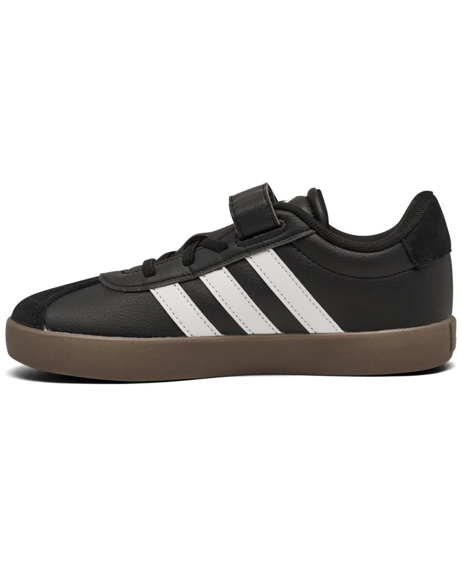Детские повседневные кроссовки VL Court 3.0 с застежкой-ремешком от Finish Line Adidas, черный, белый — фото 3