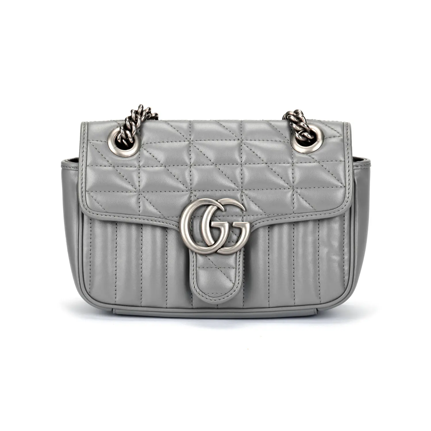 

Сумки через плечо GG Marmont из кожи, мини-сумки через плечо для женщин, серые GUCCI