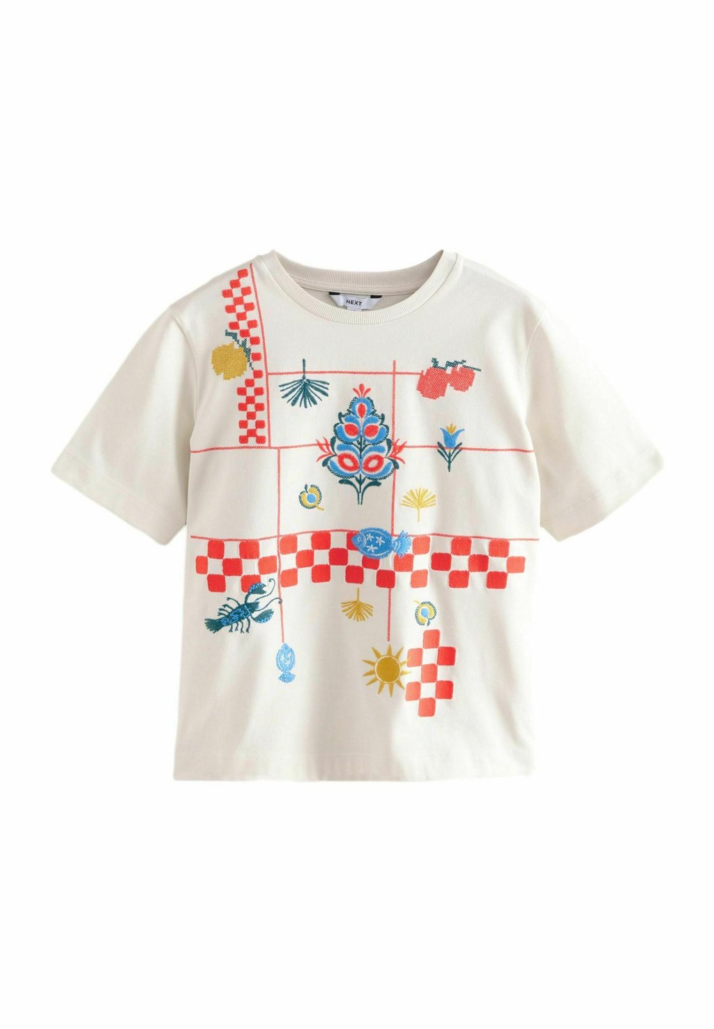 

Футболка с принтом EMBROIDERED SHORT SLEEVE Next, белый