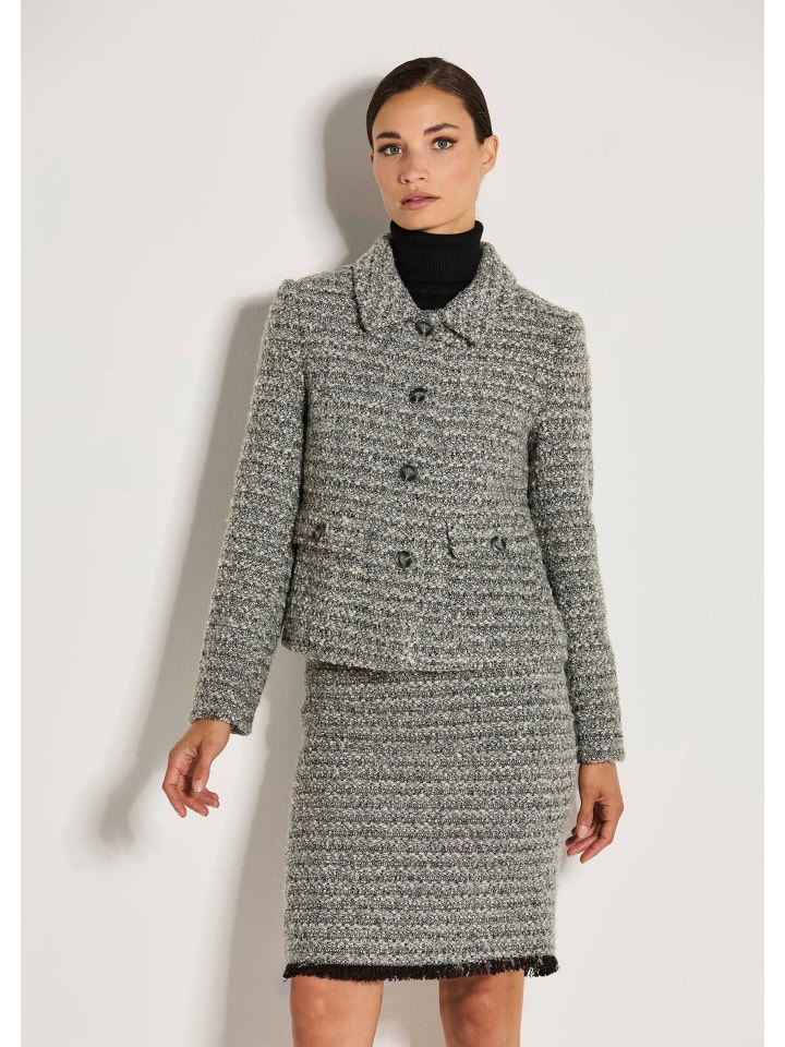 

MADELEINE Короткий блейзер в стиле французской элегантности, графитовый / кремовый / многоцветный