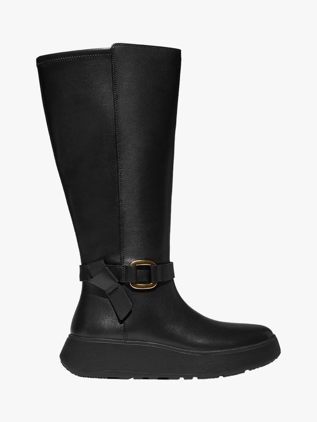 F-Mode кожаные ботинки на платформе с квадратным кольцом FitFlop, Black
