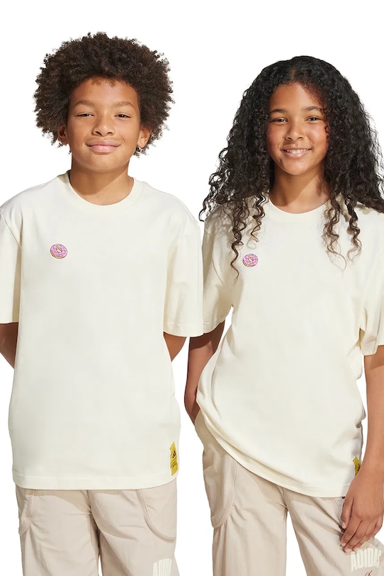

Детская хлопковая футболка Adidas, бежевый