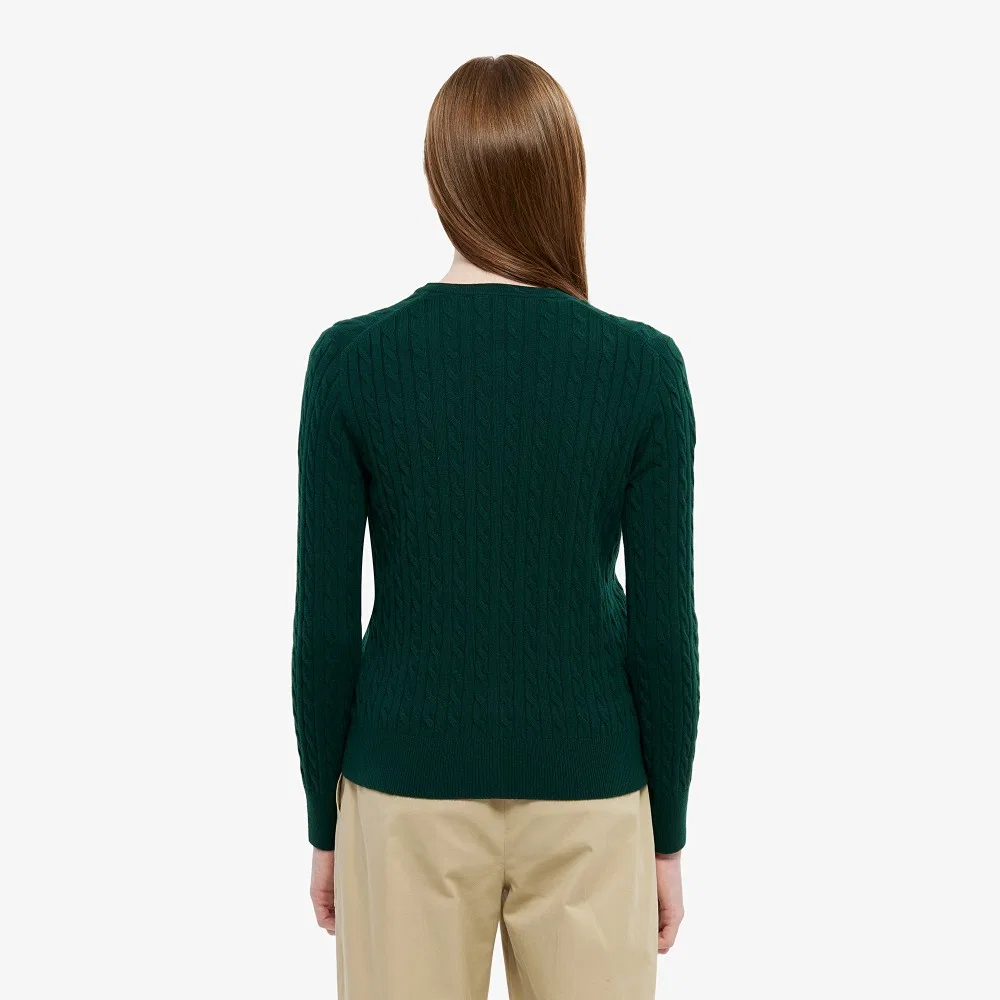 Кардиган Lacoste с кабельным узором, тёмно-зелёный — фото 3