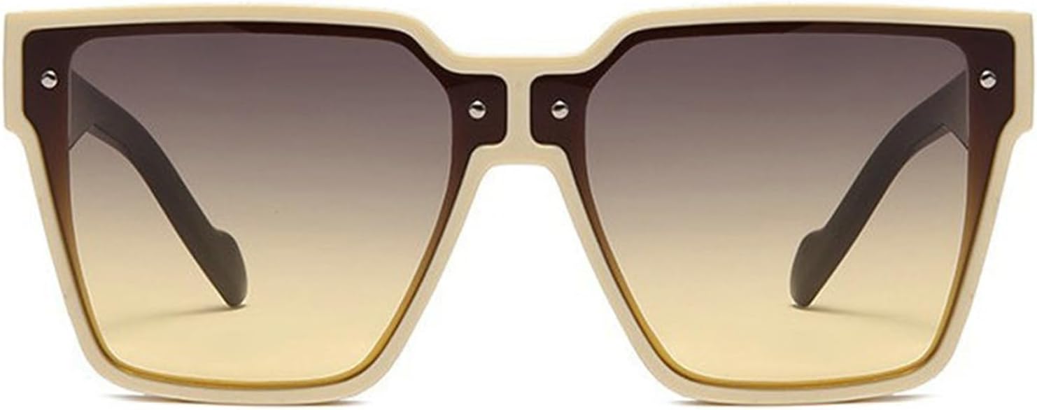 

COTIA Ретро-модные большие квадратные солнцезащитные очки для женщин, винтажные солнцезащитные очки для мужчин, прямоугольный дизайн, модные заклепки, панк-очки, Beige