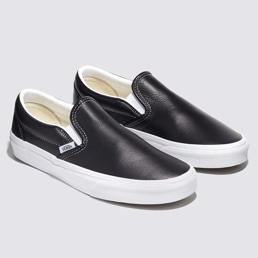 Мужские слипоны Leather Black True White от Vans