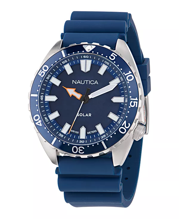 

Мужские аналоговые синие силиконовые часы, 44 мм Nautica, blue
