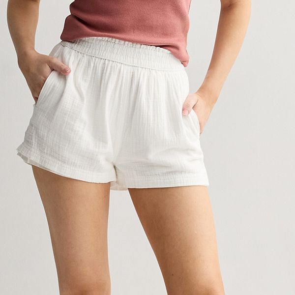 

Джинсовые шорты с высокой посадкой и сборкой So, Modern White