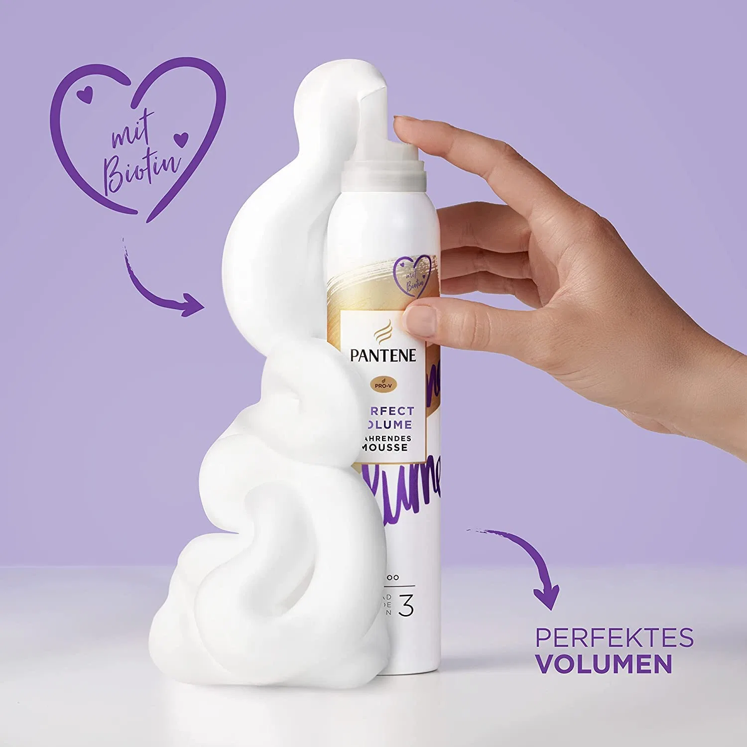 Питательный мусс Pantene Pro-V Perfect Volume с биотином Pantene, Purple — фото 2