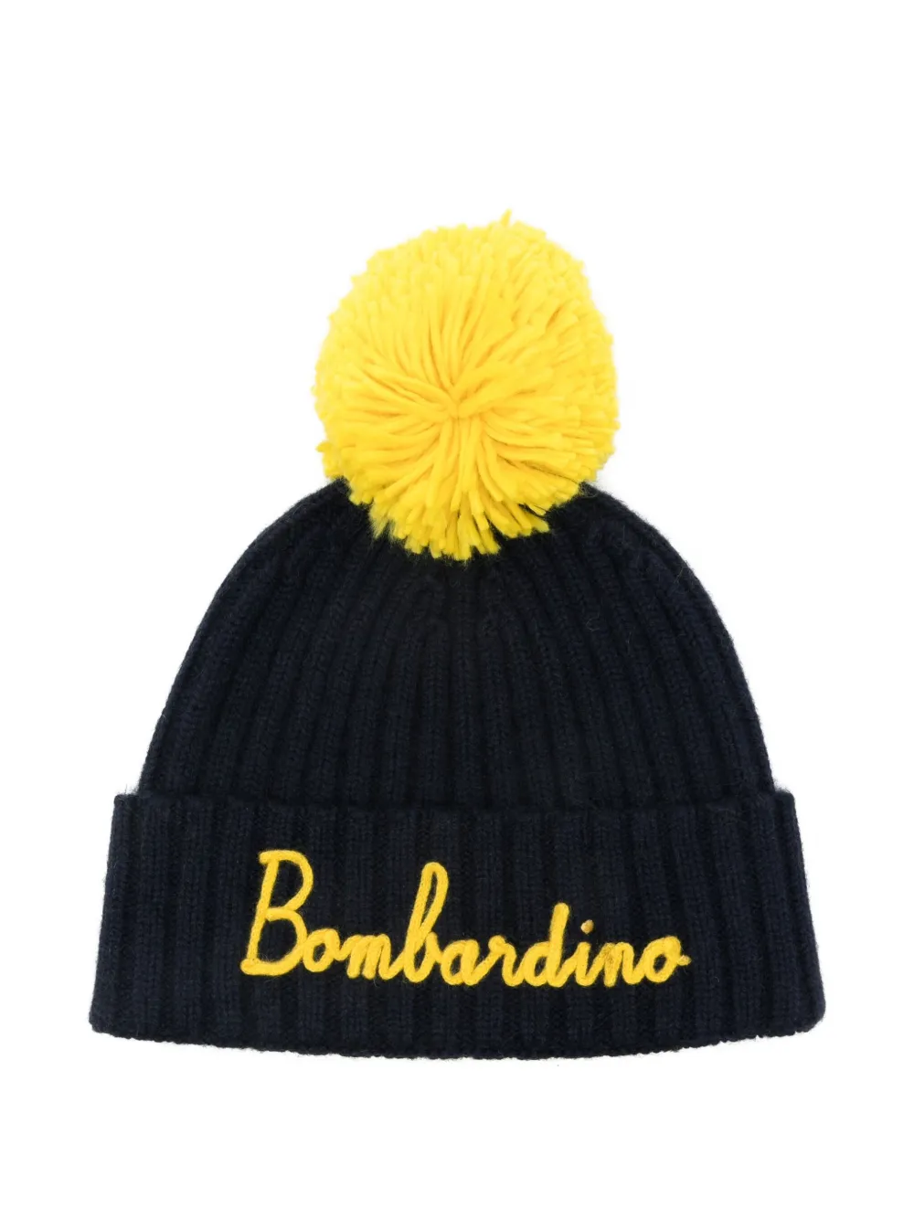 

Шерстяная вязаная шапка Wengen с помпоном и рубчатой вязкой Mc2 Saint Barth, синий