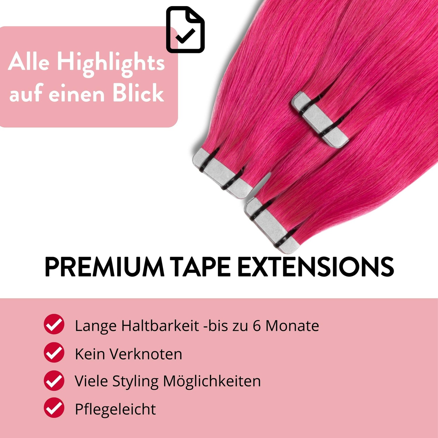 Накладные волосы tape extensions premium echthaar #pink Hair2Heart, количество 1 шт. — фото 3