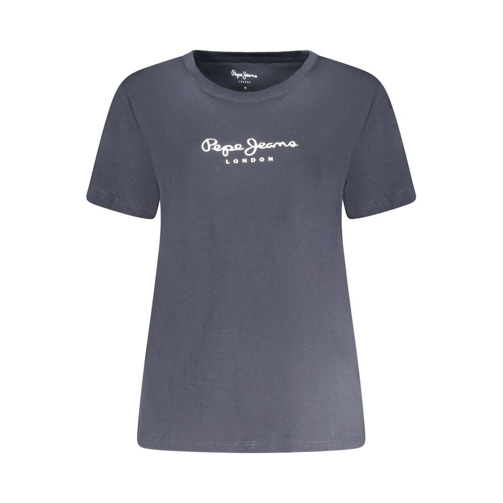 

Синяя хлопковая женская футболка Pepe Jeans