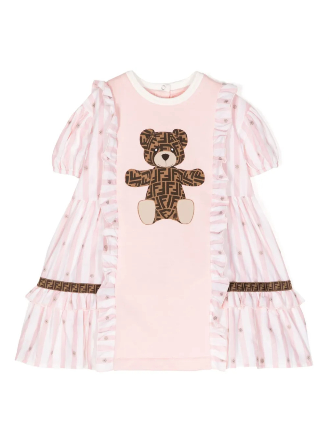 

Платье с принтом и логотипом FF Fendi Kids, розовый