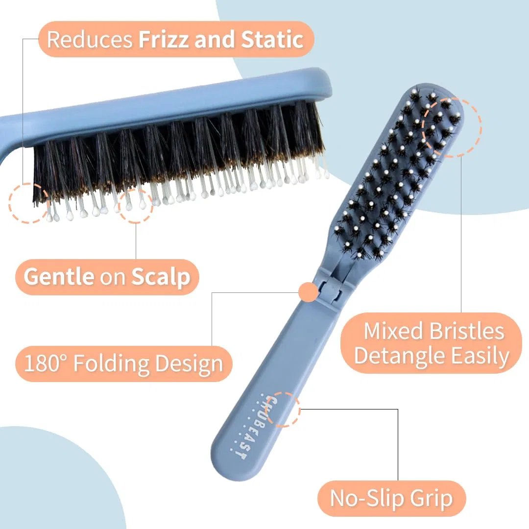 Складная мини-щетка для волос Uffy Travel Boar Bristles Uffy, Pistachio — фото 3