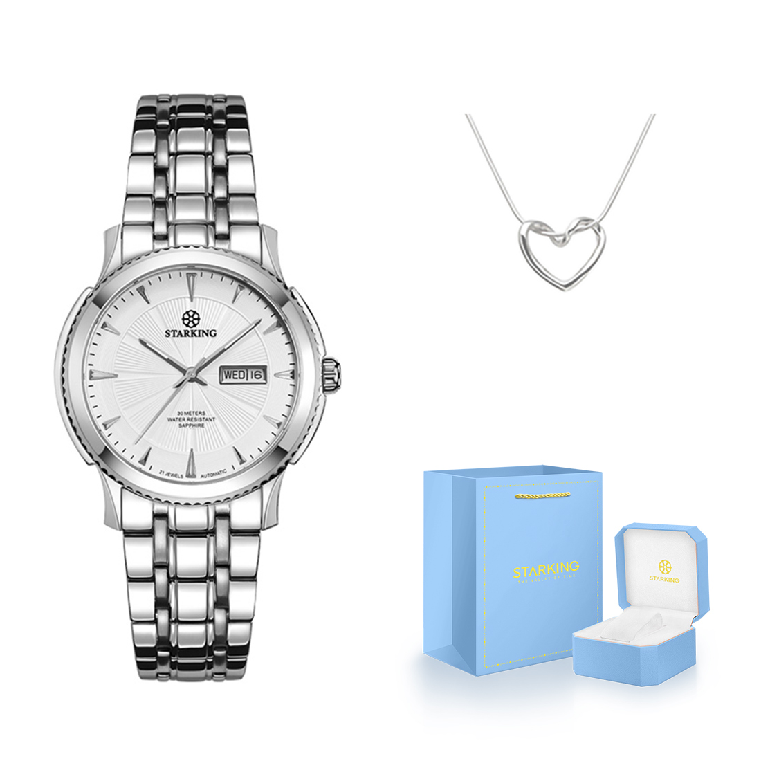 

STARKING Часы Workplace Collection Automatic Mechanical Movement Stainless Steel Watchband Watch Women's Watch White Dial