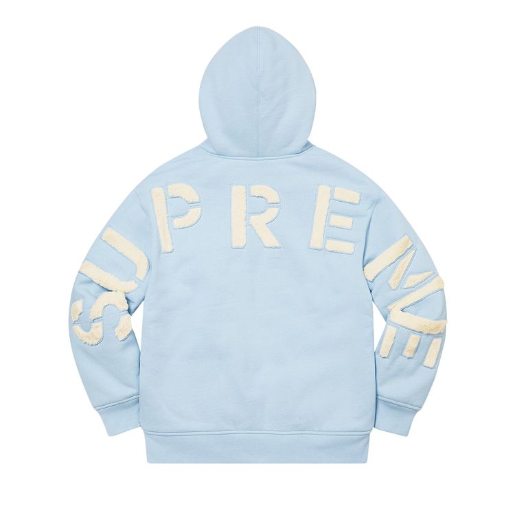 Толстовка Supreme Faux Fur Lined Zip Up Hooded Sweatshirt 'Light Blue', синий — фото 2