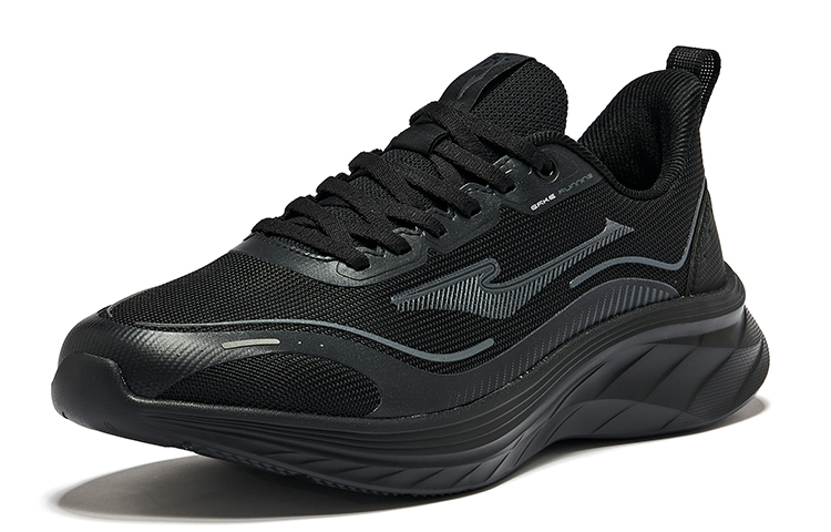 Erke Амортизирующие износостойкие низкие беговые кроссовки мужские Jet Black Carbon Gray, цвет Jet Black Carbon Gray — фото 3