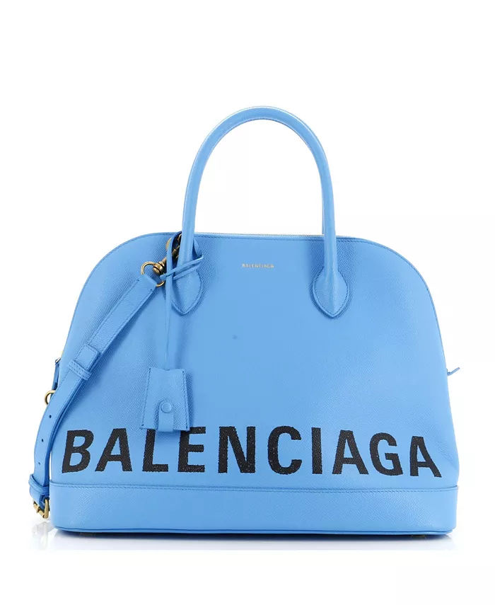 

Кожаная сумка Ville с логотипом среднего размера Pre-Owned Balenciaga, синий