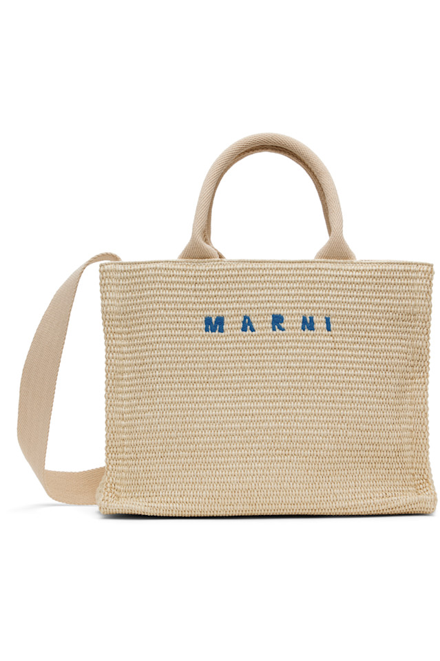 

Сумка-тоут малая с эффектом рафии Marni, белый