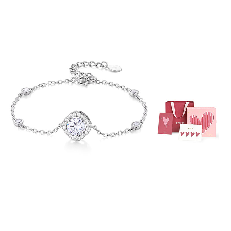 

KADER Серебряный браслет с цирконием 925 пробы, женский серебристо-белый, эксклюзивная упаковка Goddess