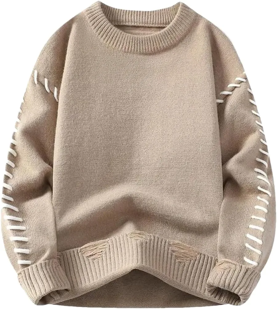 

Мужской свитер из толстой пряжи сплошного цвета