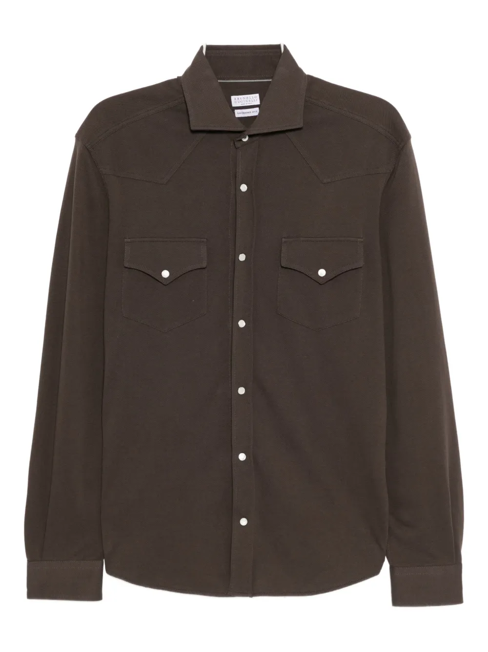 

Хлопковая рубашка Brunello Cucinelli, коричневый