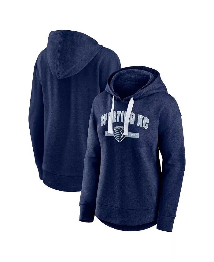 

Женский пуловер с капюшоном Heather Navy Sporting Kansas City Lineup Fanatics