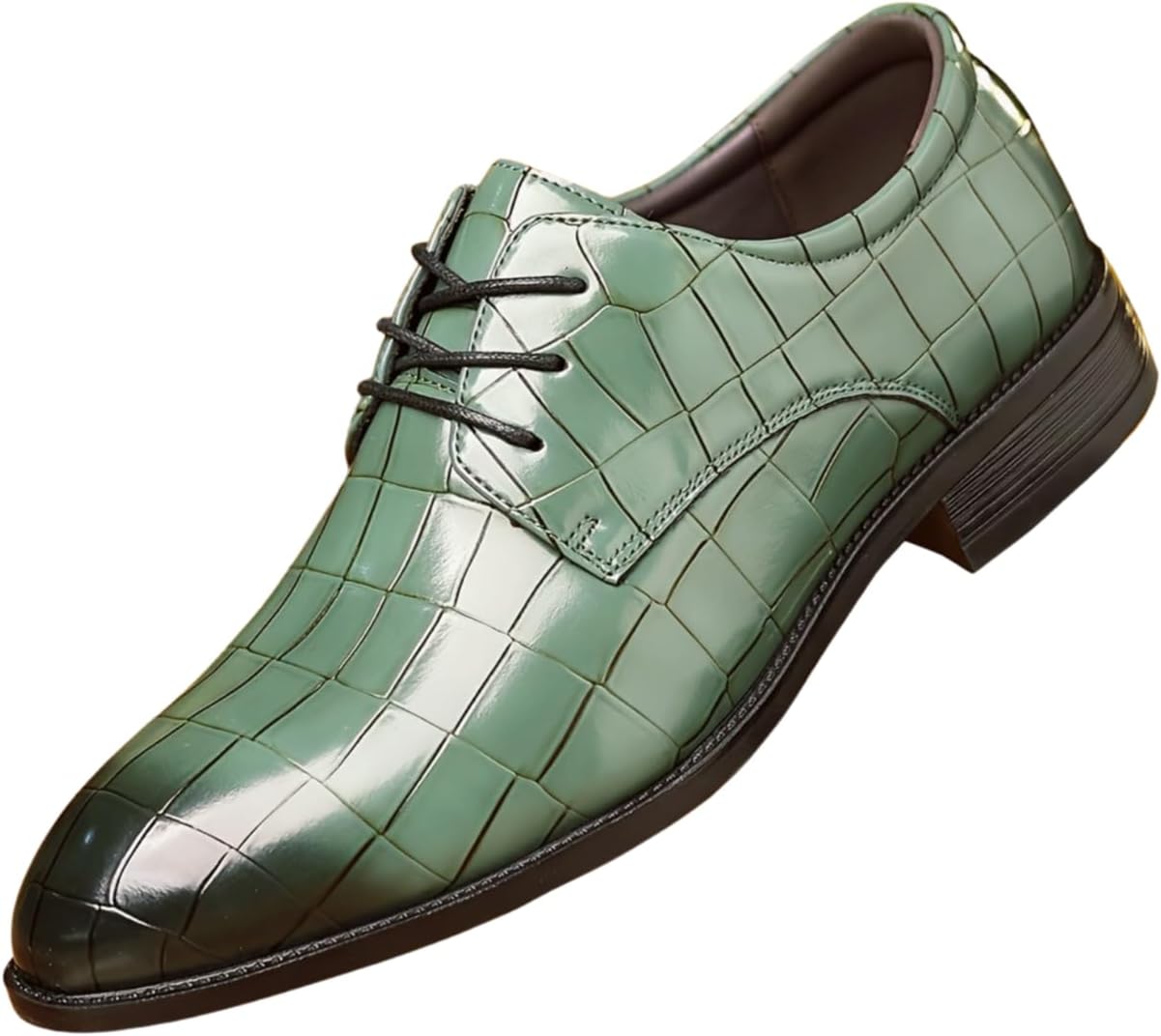 

Мужские оксфорды Santimon с узором под крокодила, шнурованные, деловые формальные туфли, зеленый
