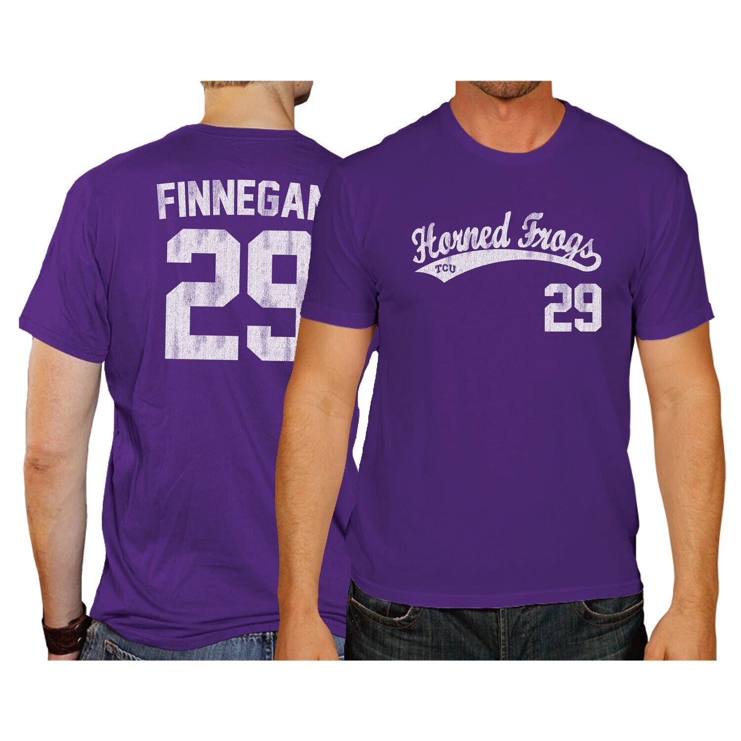 

Мужская оригинальная бейсбольная футболка в стиле ретро Brandon Finnegan Purple TCU Horned Frogs NCAA