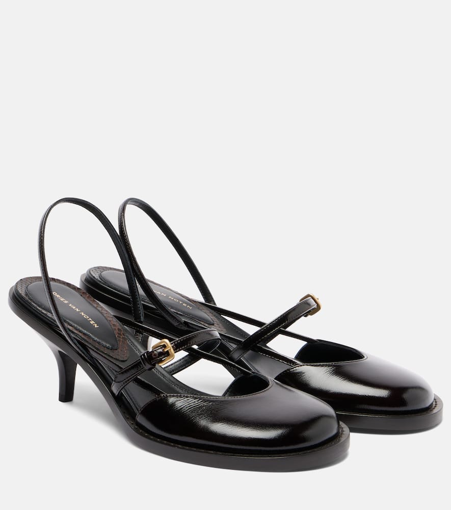 Кожаные туфли-лодочки на ремешке Dries Van Noten, Dark Brown