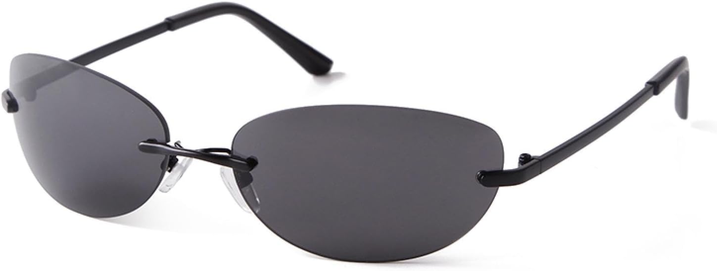 

Овальные солнцезащитные очки для женщин и мужчин в стиле ретро, ​​винтаж, 90-х, без оправы, стильные солнцезащитные очки с защитой от УФ-излучения UV400 WNCKSQ, C1 Black Grey