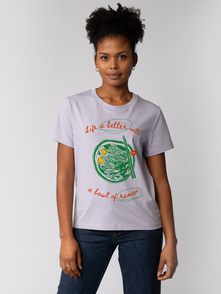 

Футболка wat Apparel T-Shirt Life is better with ramen, цвет Lavender