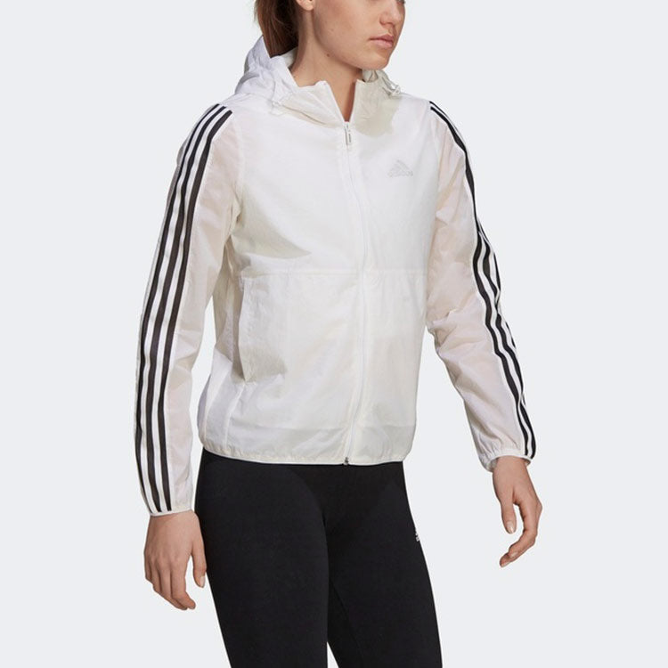 Куртка (WMNS) adidas W 3s Wb Sports Training Hooded Woven Jacket White GQ0594 — фото 4