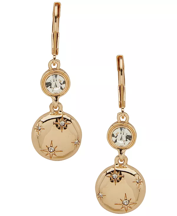 

Двойные серьги-подвески с кристаллами и золотистыми звездами Anne Klein, gold