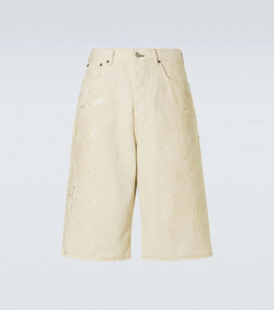 Потертые джинсовые шорты-бермуды Acne Studios, белый