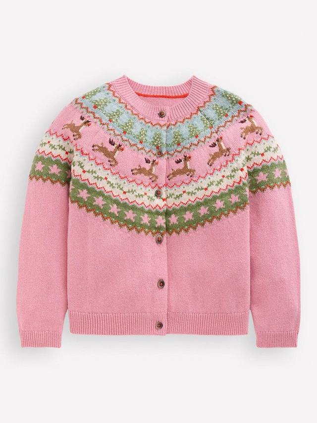 

Детский кардиган Edie из шерстяной смеси в стиле фэр-айл Mini Boden, Pink Marl Reindeer