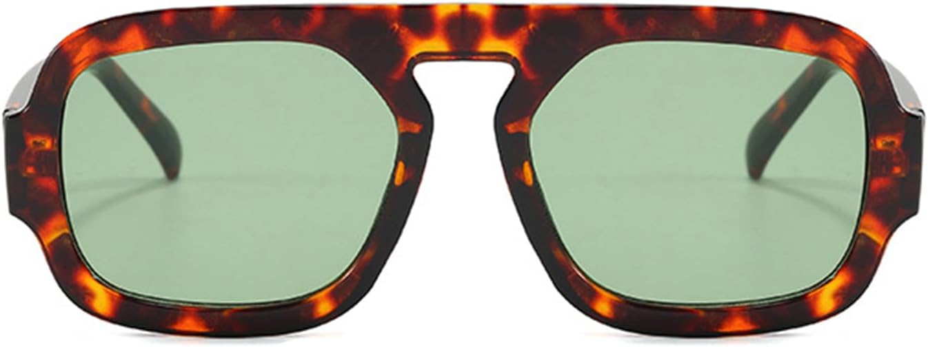 

Модные шестиугольные солнцезащитные очки-авиаторы для женщин и мужчин в стиле ретро 70-х годов, квадратные, с плоской верхней частью, геометрические солнцезащитные очки piscm, Tortoiseshell/Green