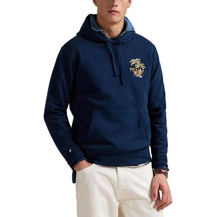 Худи с вышитым логотипом и шнурком Polo Ralph Lauren, синий — фото 4
