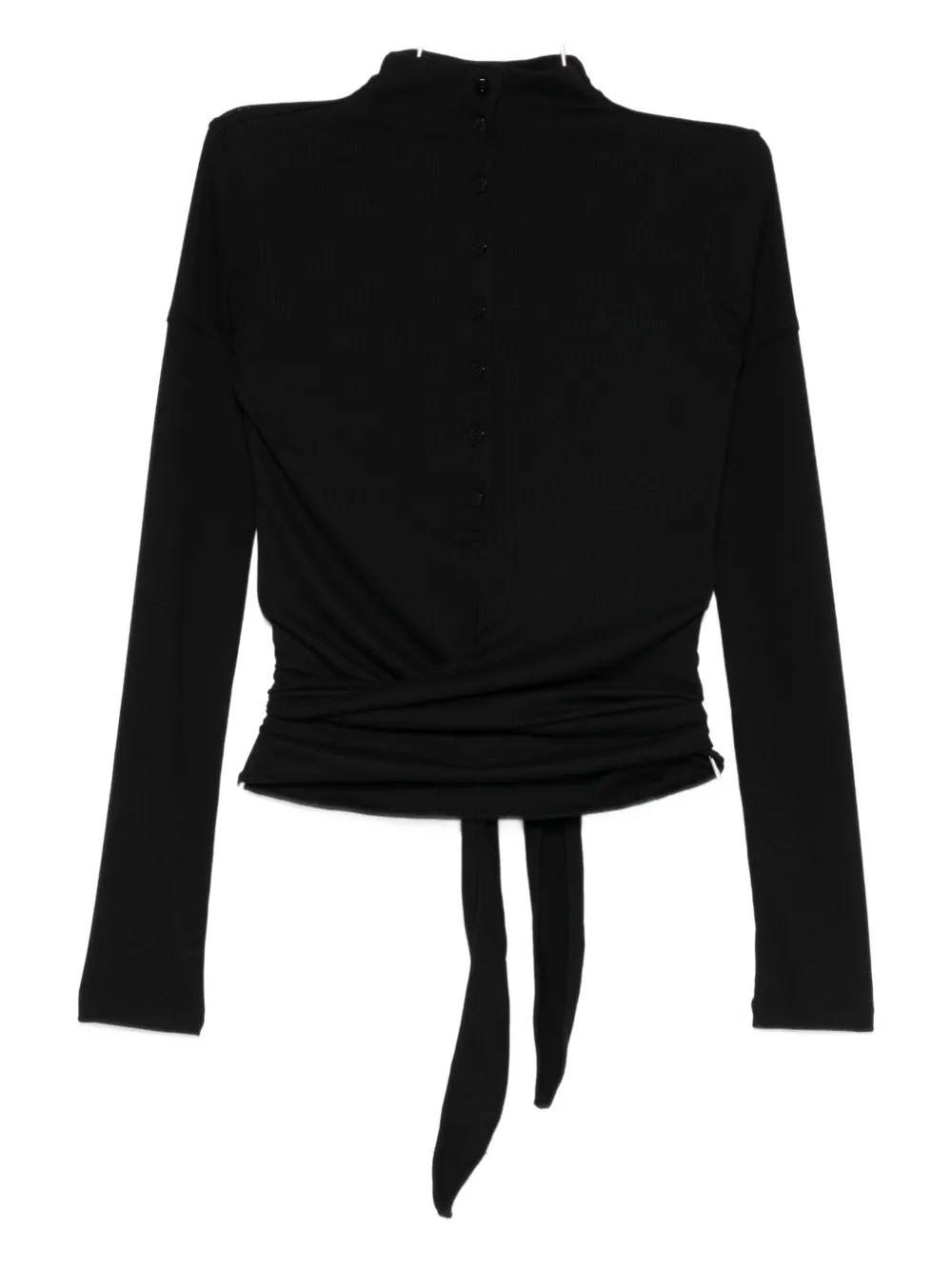 

Блузка на пуговицах с поясом на талии Low Classic, черный