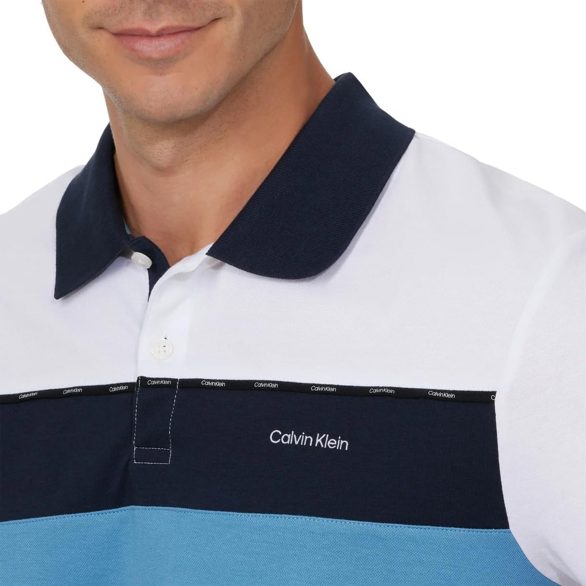 Мужская рубашка-поло Calvin Klein Classic Fit с планкой на 2 пуговицы, Mint — фото 3