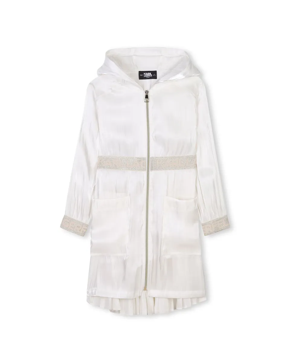

Пальто для девочки белого цвета с длинными рукавами Karl Lagerfeld Kids, белый