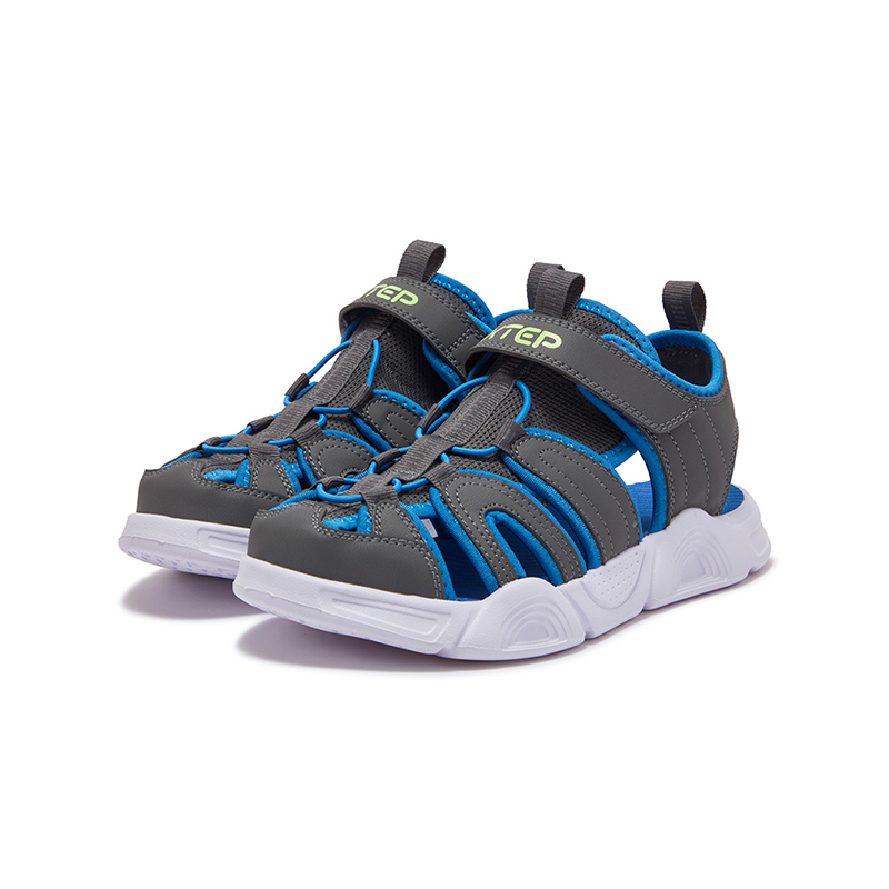 XTEP Сандалии Anti Slip Wear Resistant Low Top Sandal Tile Jar Gray Prussian Blue Kids' — фото 3