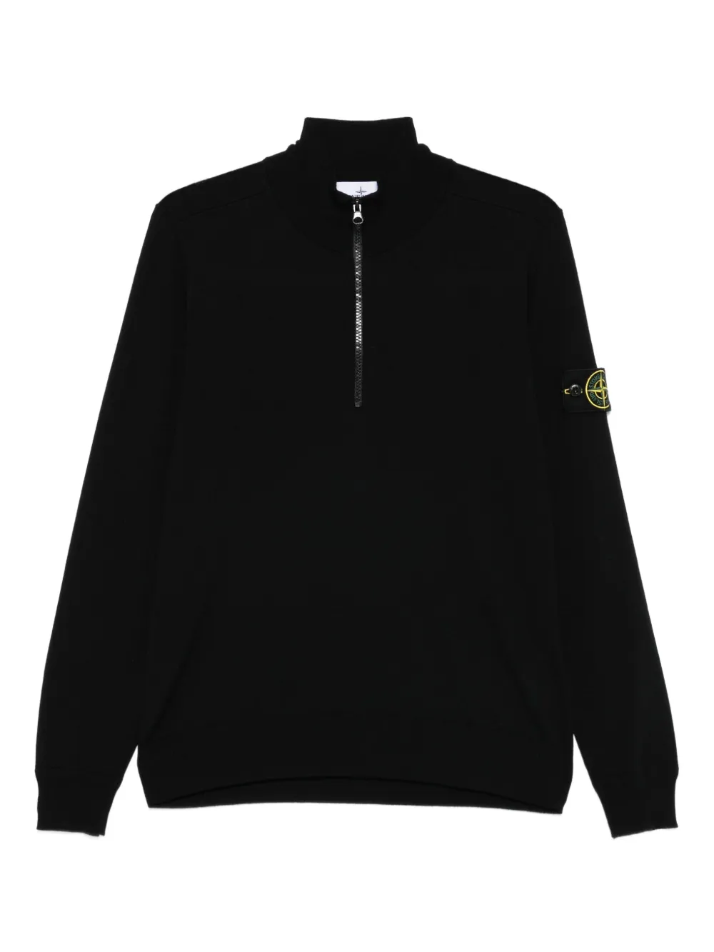 

Шерстяной свитер с воротником на молнии Stone Island, черный